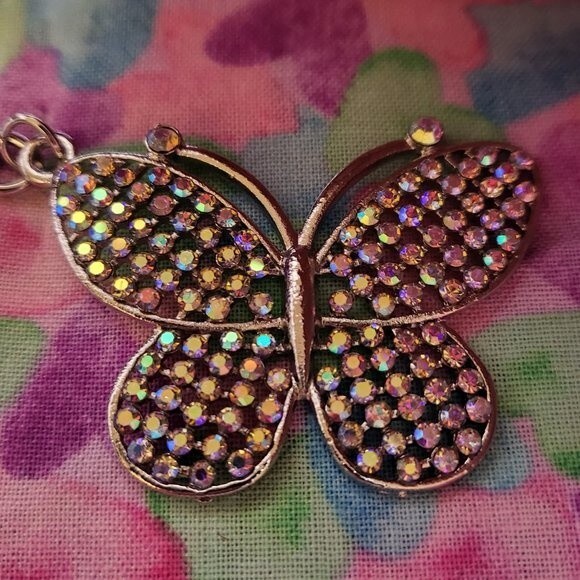 Butterfly Key/Purse Charm Silvertone - Picture 1 of 5